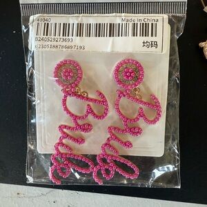 Source Unknown Pink Beaded Drop Earrings
